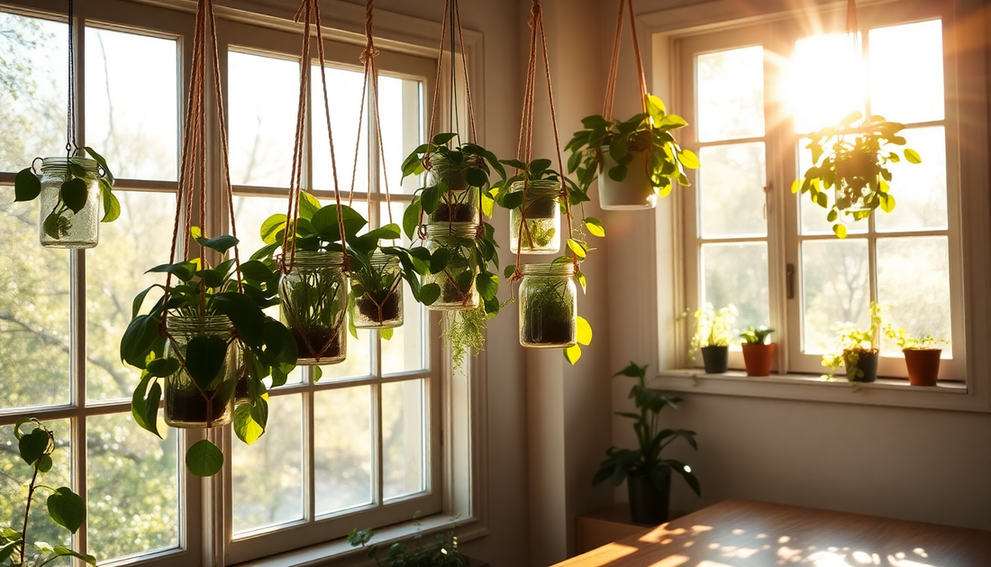 Elevate Your Indoor Oasis: Grow Thriving Plants in Hanging Mason Jars